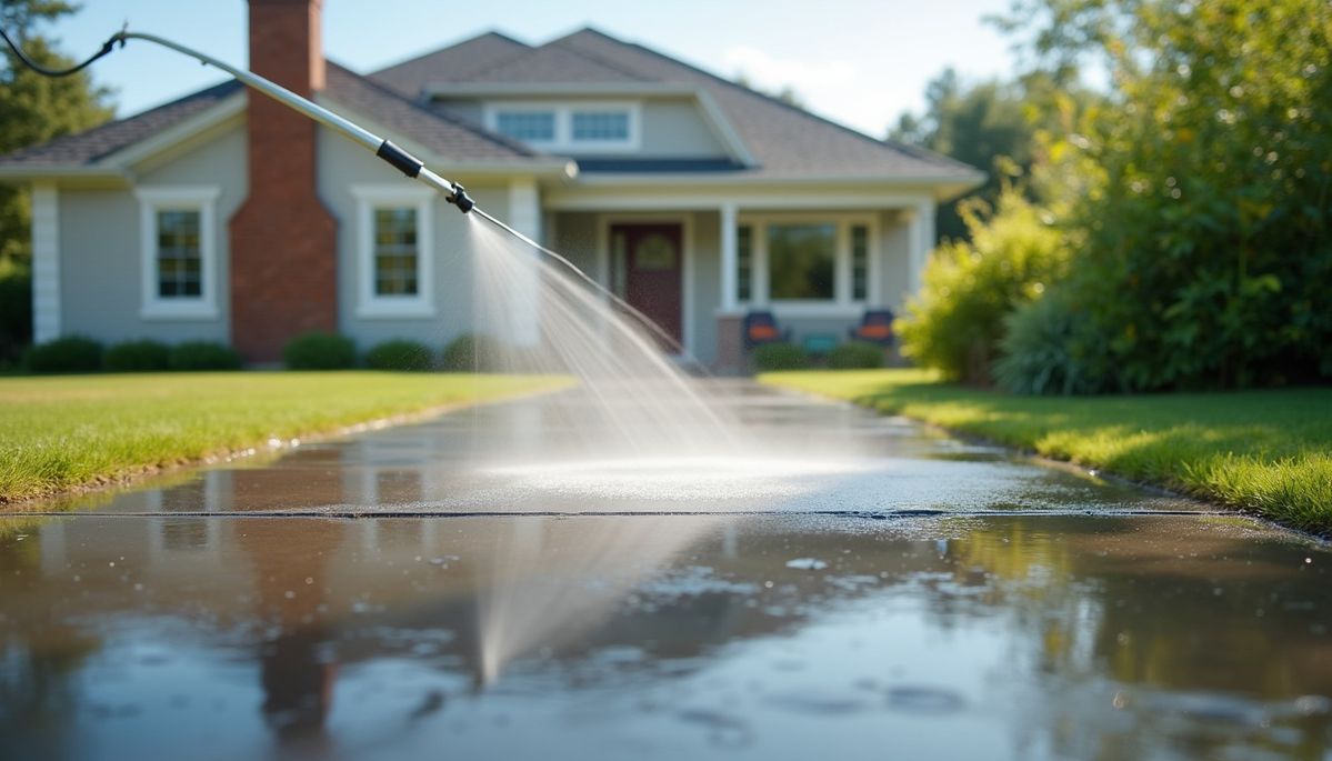 Cleaning gutters and removing leaves with proper equipment.